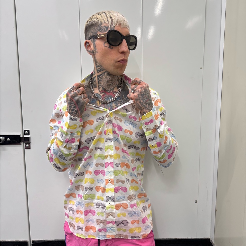van Laack Sunnies 😎 Colorful Sunglasses Print Shirt 💛🩵🩷💚🧡 - Picture 7 of 7